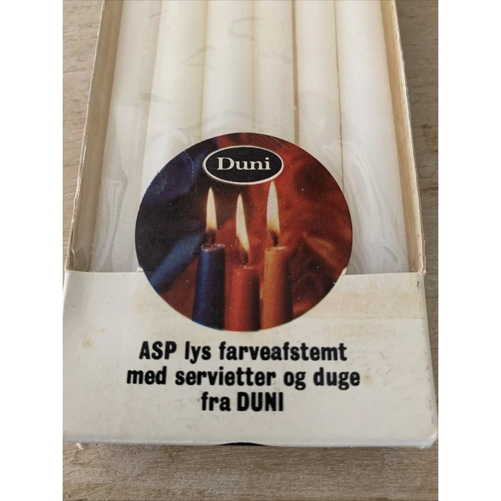Vintage Duni Taper Candles Wax Narrow Skinny Pencil Slim MCM Set Of 6 NOS Cream